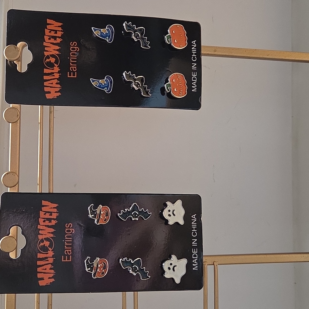 Halloween Women/Kids Earrings 2 Sets - Ghosts, Bats, and Pumpkins